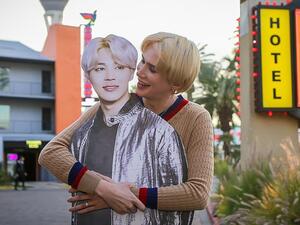 BTS Superfan Oli London Bathes in Noodles during 'Lockdown Honeymoon' with cardboard 'husband' Jimin