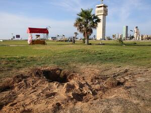 A picture taken on May 31, 2020, shows the damage inflicted upon a cemetery, for Christians and Jews, following a reported rocket attack by fighters loyal to strongman Khalifa Haftar, in Tripoli's Soug el-Tlath. Rocket fire on the Libyan capital killed at least five civilians on Sunday, the UN-recognised government said, blaming rival forces of strongman Khalifa Haftar for the attack. AFP