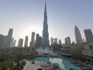 Dubai's fountain show resumes beneath the Burj Khalifa tower, on June 5, 2020, as the Gulf emirate emerges from a lockdown imposed due to the COVID-19 pandemic.