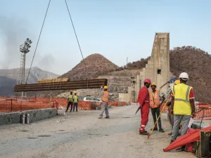 This file photo taken on December 26, 2019 shows a general view of the construction works at the Grand Ethiopian Renaissance Dam (GERD), near Guba in Ethiopia. Sudan has proposed upgrading negotiations with Egypt and Ethiopia on a Nile mega-dam to prime ministerial level after the latest round of talks failed to break the deadlock. EDUARDO SOTERAS / AFP