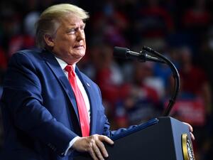 US President Donald Trump speaks during a campaign rally at the BOK Center on June 20, 2020 in Tulsa, Oklahoma. Hundreds of supporters lined up early for Donald Trump's first political rally in months, saying the risk of contracting COVID-19 in a big, packed arena would not keep them from hearing the president's campaign message. Nicholas Kamm / AFP