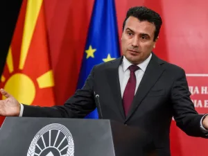 Macedonian Prime Minister Zoran Zaev gives a press conference in Skopje on October 19. (AFP)