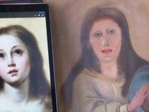  Botched painting restoration gives Virgin Mary a cartoon face (Twitter)