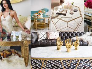 أفكار لديكور طاولة القهوة: النمط الذهبي (3)