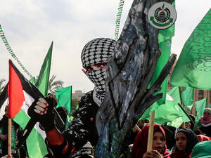 Palestinians take part in a rally marking the 31st anniversary of Hamas' founding, in Gaza City, on December 16, 2018 (Shutterstock)
