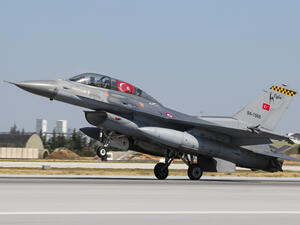 Turkish Air Force General Dynamics F-16D Fighting Falcon (CN HD-16) landing to Konya Airport. (Shutterstock/ File Photo)