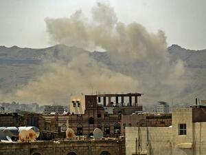 Smoke billows following a reported airstrike by the Saudi-led coalition in the Yemeni capital Sanaa, on July 1, 2020. MOHAMMED HUWAIS / AFP