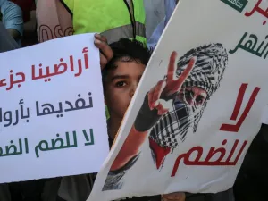 Palestinian supporters of Hamas attend a rally against Israel's West Bank annexation plans, in Rafah in the southern Gaza Strip on July 3, 2020. Rival Palestinian factions Fatah and Hamas pledged unity against Israel's West Bank annexation plans in a rare joint conference earlier in the week, as signs emerged of a rift between Israel and Washington over the project. SAID KHATIB / AFP