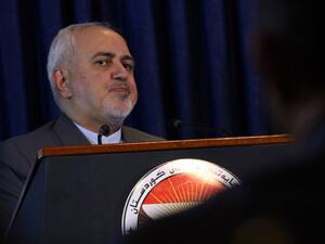 Iranian Foreign Minister Mohammad Javad Zarif speaks during a press conference with President of Iraq's Kurdistan Region in Arbil, the regional capital in northern Iraq, on July 19, 2020. SAFIN HAMED / AFP