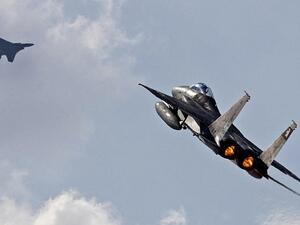 An Israeli Air Force F-15 takes off during the Blue Flag air exercise at the Ovda air force base, north of the Israeli city of Eilat, on November 8, 2017. (Jack Guez/AFP)