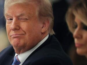  U.S. President Donald Trump first lady Melania Trump participate in an event with students, teachers and administrators about how to safely re-open schools during the novel coronavirus pandemic in the East Room at the White House July 07, 2020 in Washington, DC. (Getty Images via AFP)