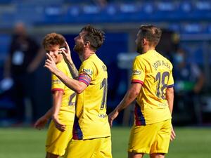 ميسي يحتفل بهدف له خلال المباراة