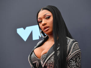 US rapper Megan Thee Stallion arrives for the 2019 MTV Video Music Awards at the Prudential Center in Newark, New Jersey on August 26, 2019. (AFP)