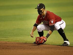 Infielder Angel Colina of the Arizona Diamondbacks in action during an intrasquad game ahead of the abbreviated MLB season. Christian Petersen/Getty Images/AFP 