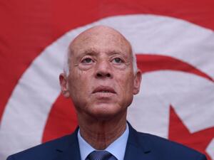 Tunisian president Kais Saied speaks in Tunis on 17 September (AFP)