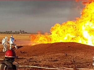 الانفجار الذي تعرض له خط الغاز العربي بين منطقتي الضمير وعدرا في ريف دمشق فجر اليوم ناجم عن عمل إرهابي