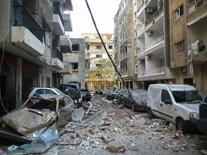A view of the partially destroyed Beirut neighbourhood of Mar Mikhael on August 5, 2020 in the aftermath of a massive explosion in the Lebanese capital.PATRICK BAZ / AFP