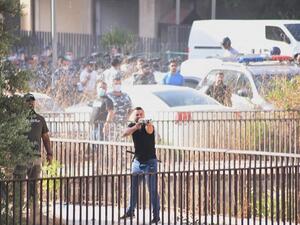 The personal guard of Nabih Berri, speaker of the Lebanese parliament - shoots live rounds over the heads of protesters. (Twitter)