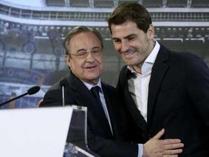 كاسياس وفلورنتينو بيريز رئيس ريال مدريد