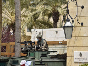Soldiers outside a hotel in Amman, Jordan. (Shutterstock/ File Photo)