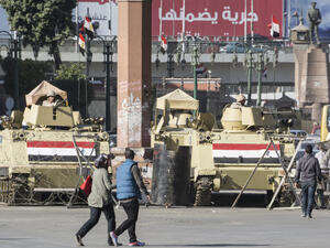 Armoured vehicles and soldiers in Tahrir Square, Cairo. (Shutterstock/ File Photo)