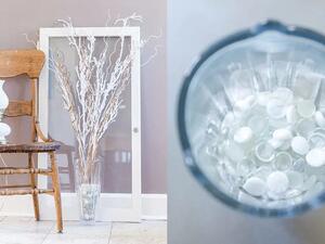 ديكور الشتاء مع المزهريات والبلور الزجاجي