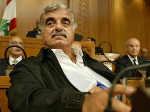 Rafik Hariri, architect of Lebanon's post war reconstruction, at a parliamentary session in Beirut, on September 3, 2004. AFP