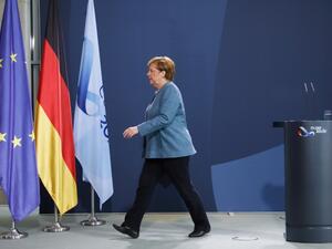 German Chancellor Angela Merkel leaves at the end of her statement on September 2, 2020 at the Chancellery in Berlin after tests carried out by the German army on Russian opposition leader Alexei Navalny have provided "unequivocal evidence of a chemical nerve agent from the Novichok family."Markus Schreiber / POOL / AFP