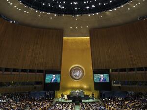 In this file photo taken on September 24, 2019 US President Donald Trump addresses the United Nations General Assembly at UN headquarters in New York City. US President Donald Trump will not attend next week's UN General Assembly gathering in person, his chief of staff told journalists aboard Air Force One on September 17, 2020, according to a pool report. Drew Angerer / GETTY IMAGES NORTH AMERICA / AFP