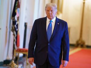 US President Donald Trump arrives for an event honoring Bay of Pigs veterans in the East Room of the White House in Washington, DC on September 23, 2020. MANDEL NGAN / AFP
