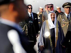 A 2019 file picture shows Kuwait’s Emir Sheikh Sabah Al-Ahmad Al- Jaber Al-Sabah reviewing an honour guard upon his arrival in Tunis to attend the Arab Summit. (AFP)