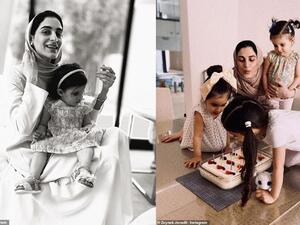 Ms Javadli (pictured with her daughters) married Sheikh Al Maktoum, 43, in 2015 but their marriage hit the rocks nine months ago.(Zeynab Javadli/ Instagram)