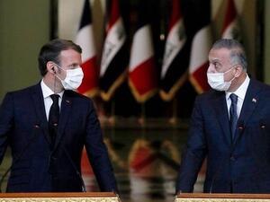  رئيس الوزراء العراقي مصطفى الكاظمي، والرئيس الفرنسي إيمانويل ماكرون