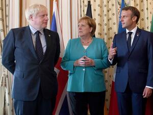 Emmanuel Macron, Angela Merkel and Boris Johnson (Twitter)