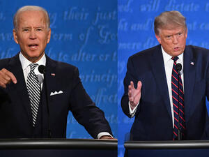 The debate was broken into 15-minute segments, beginning with two minutes of statements by each candidate followed by open discussion. (AFP)