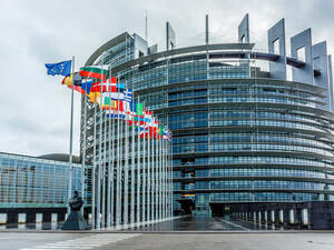 Exterior of European Parliament (Louise Weiss building, 1999) in Wacken district of Strasbourg. (Shutterstock/ File Photo)