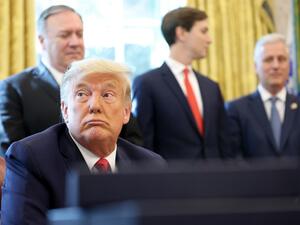 U.S. President Donald Trump speaks about a Sudan-Israel peace agreement, in the Oval Office on October 23, 2020 in Washington, DC. President Trump announced that Sudan will start to normalize ties with Israel. Win McNamee/Getty Images/AFP