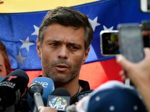 Venezuelan opposition politician Leopoldo López outside the Spanish embassy in Caracas, in 2019. Photo: Juan Barreto/AFP via Getty Images