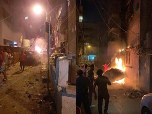 A diesel tank exploded in a bakery in Beirut's Tariq al-Jadida neighborhood. (Twitter)