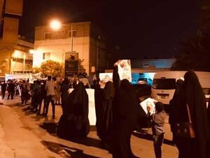 Bahrainis rally against the kingdom’s recent US-brokered normalization deal with Israel, in the northern village of Barbar, on October 2, 2020. (Photo via Twitter)