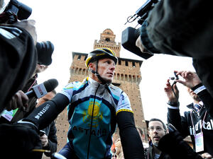 cyclist Lance Armstrong of Team Astana waves prior the start of the 100th Milan San Remo classic cycling race in Milan, Italy (Shutterstock/ File Photo)