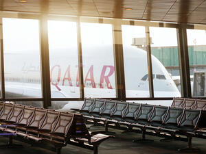 Airplane of Qatar airways in the international airport of Doha  (Shutterstock)	