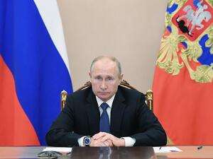 Russian President Vladimir Putin attends a meeting with the members of the Security Council via teleconference call, in Moscow, Russia on November 6, 2020. Alexey NIKOLSKY / Sputnik / AFP