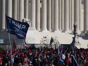 Supporters of US President Donald Trump rally at the US Supreme Court in Washington, DC, on November 14, 2020. ANDREW CABALLERO-REYNOLDS / AFP