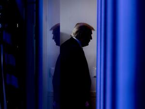 In this file photo taken on April 17, 2020, US President Donald Trump departs after speaking during the daily briefing on the novel coronavirus, which causes COVID-19, in the Brady Briefing Room of the White House in Washington, DC. President Donald Trump appeared to edge closer towards acknowledging his election defeat in a tweet on the morning of November 15, 2020, as he again railed against supposed mass fraud in the vote won by challenger Joe Biden. "He won because the Election was Rigged. NO VOTE WATCH