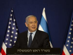 Israeli Prime Minister Benjamin Netanyahu speaks next to US Secretary of State during a joint statement after meeting in Jerusalem on November 19, 2020. Maya Alleruzzo / POOL / AFP