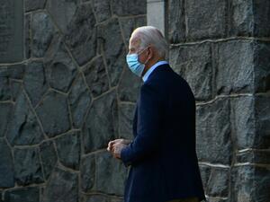 President-elect Joe Biden leaves after attending mass at Saint Ann Catholic Church on November 21, 2020 in Wilmington, Delaware. CHANDAN KHANNA / AFP