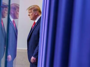 US President Donald Trump arrives to deliver remarks on the stock market during an unscheduled appearance in the Brady Briefing Room of the White House in Washington, DC on November 24, 2020. MANDEL NGAN / AFP