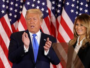 Trump spoke shortly after 2am with the presidential race against Democratic presidential nominee Joe Biden still too close to call. Chip Somodevilla/Getty Images/AFP