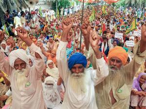 farmers in Punjab are peacefully protesting against India's undemocratic farmer bills, and being subjected to police brutality. (Twitter)